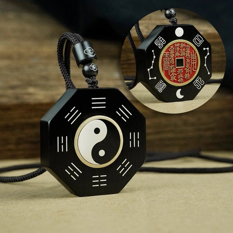 Sandalwood Handmade Carve Pendant Taoism Accessories Chinese Tai Chi Decoration 07FC0E-D4 - KOEEK