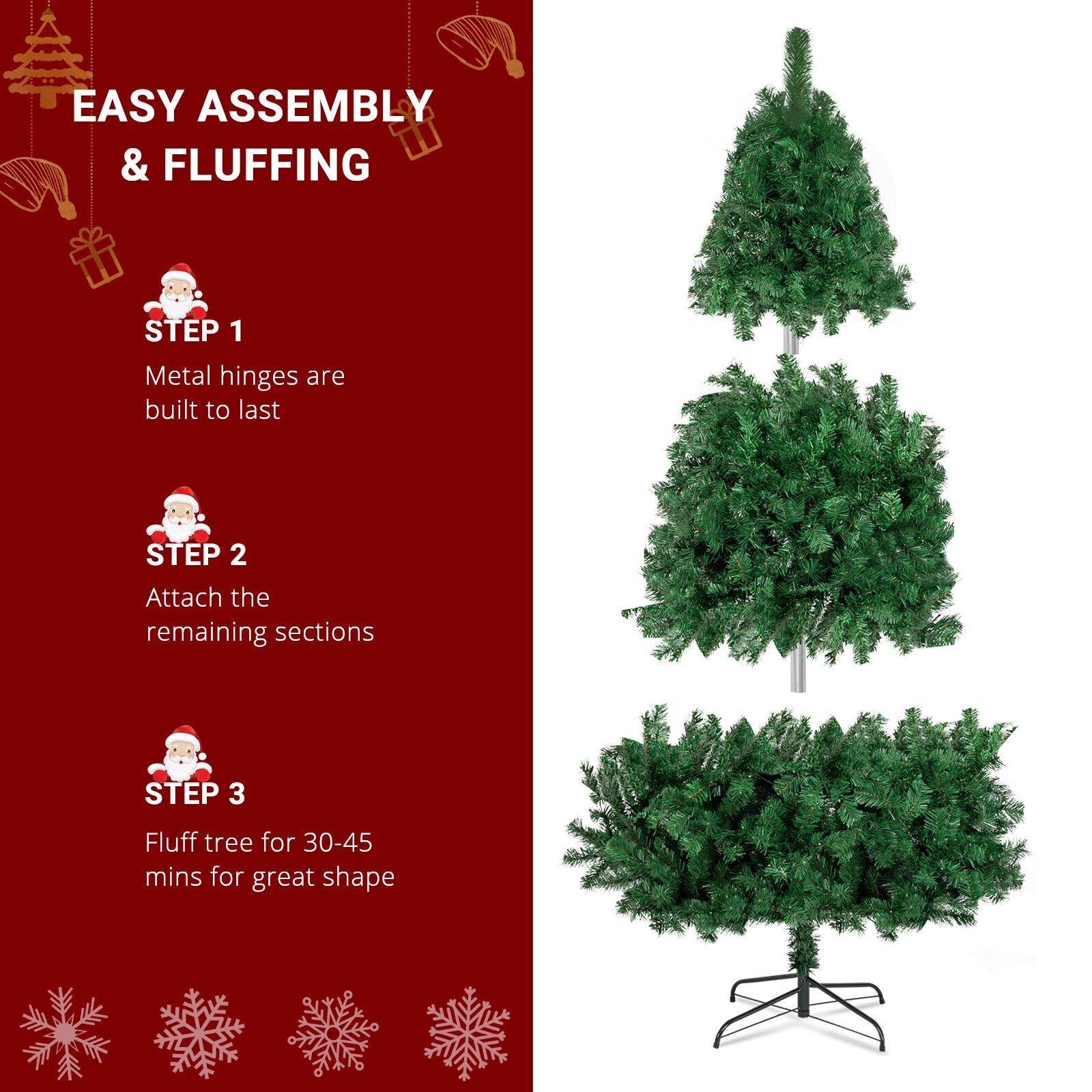 7 FT Pre-lit PVC Artificial Half Christmas Tree 8 Flash Mode w/ 250 LED Light 07FC0E-D4 - KOEEK