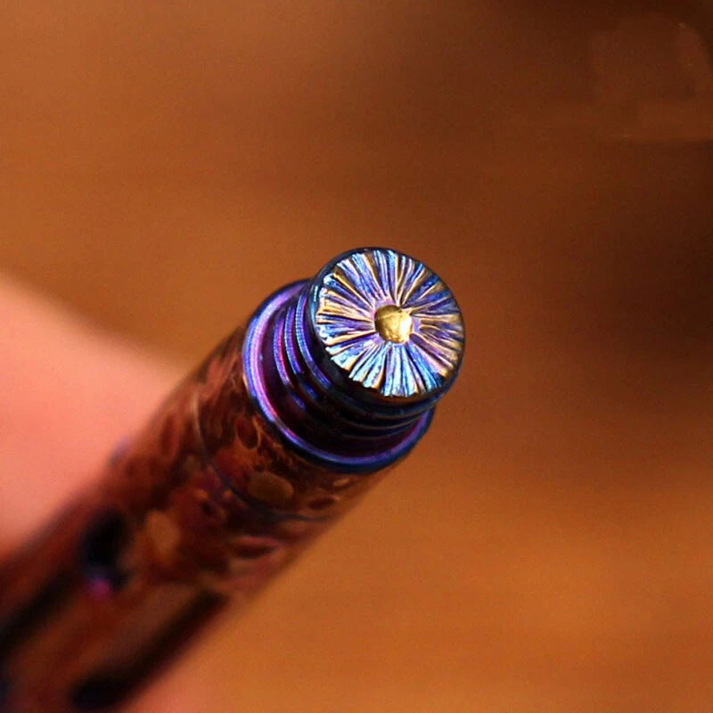 Min EDC Titanium Alloy Keychain Meteorite Pattern BallPoint Pen Pocket Outdoor 07FC0E-D4 - KOEEK