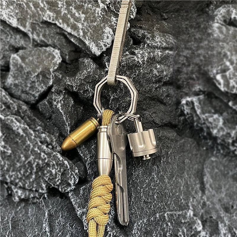 Titanium Revolver Magazine Shape Knife Lanyard Bead Paracord pendant Detachable 07FC0E-D4 - KOEEK