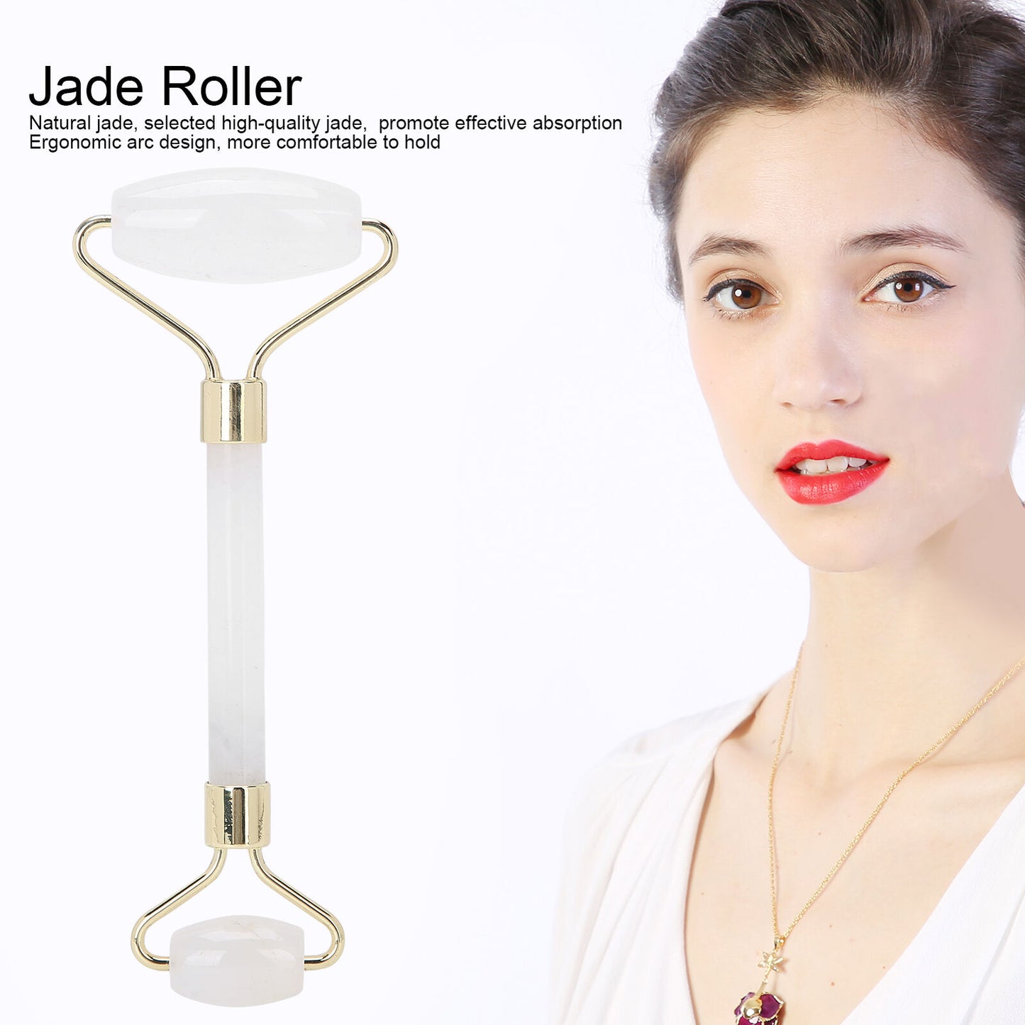 new Jade Roller Rock Crystal Face Massager AntiAging Puffiness(Rock Crystal ) HGF koeek - KOEEK