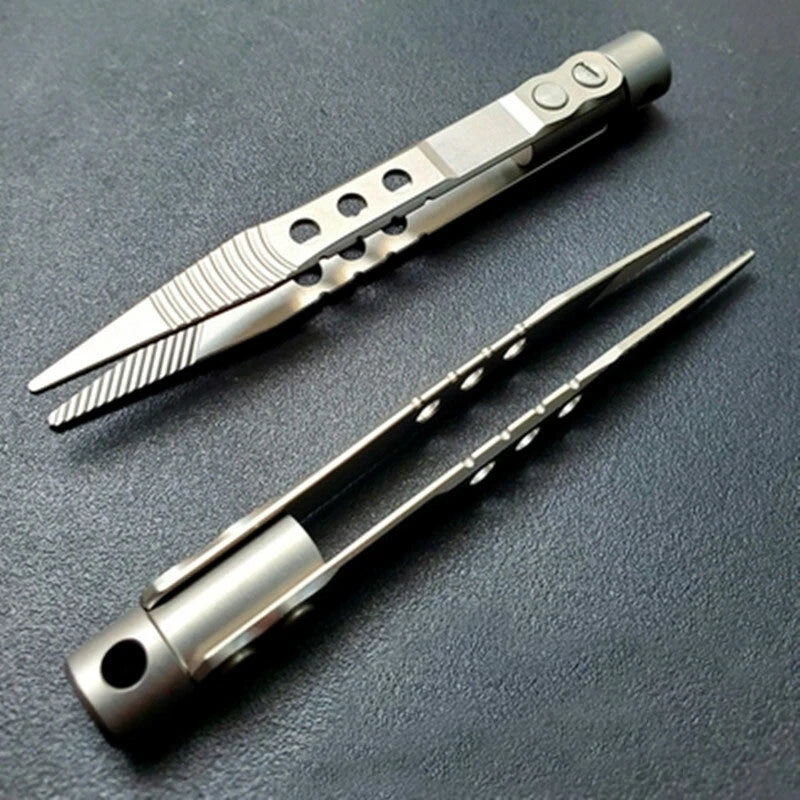Titanium Alloy Tweezers Anti-static Corrosion Resistance Pocket Clamp EDC Tool 07FC0E-D4 - KOEEK