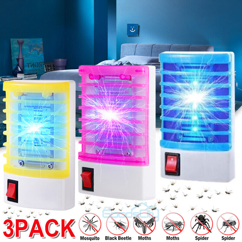 ny 3x Elektrisk Mosquito Killer Lampe Bug Insect Zapper Repellent Trap LED Nattlampe