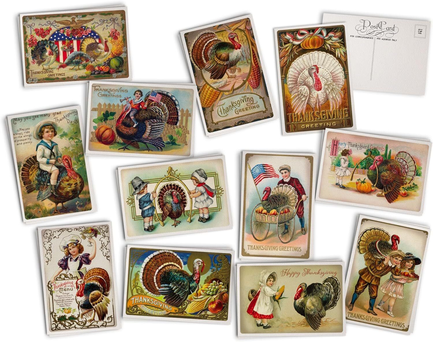 new Hill Valley Greetings Antique Thanksgiving Turkey Post Cards - 24 Vintage... 07FC0E-D4 - KOEEK