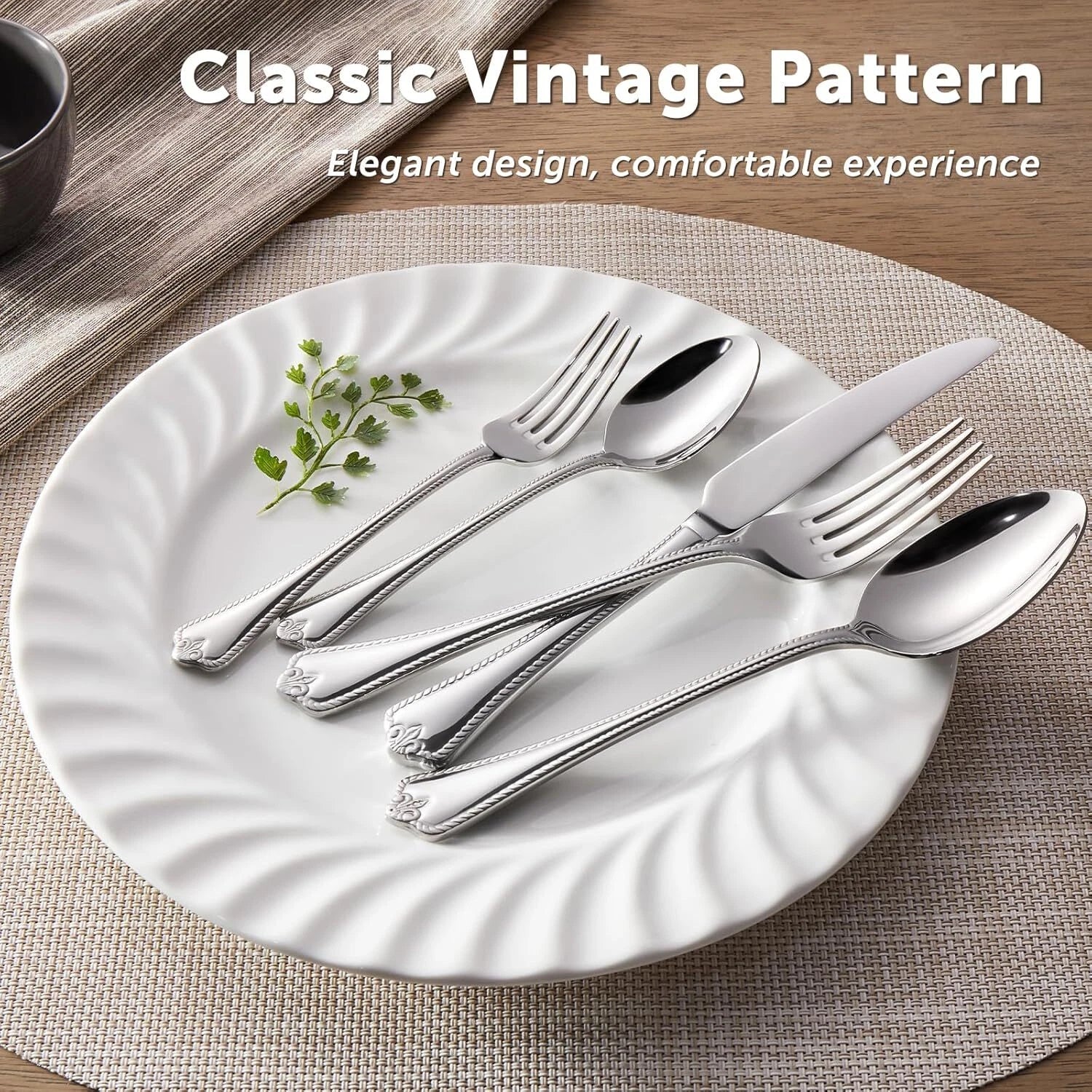 Silverware Set, 20-piece 18/10 Stainless Steel Flatware Set Cutlery Set for 4 07FC0E-D4 - KOEEK