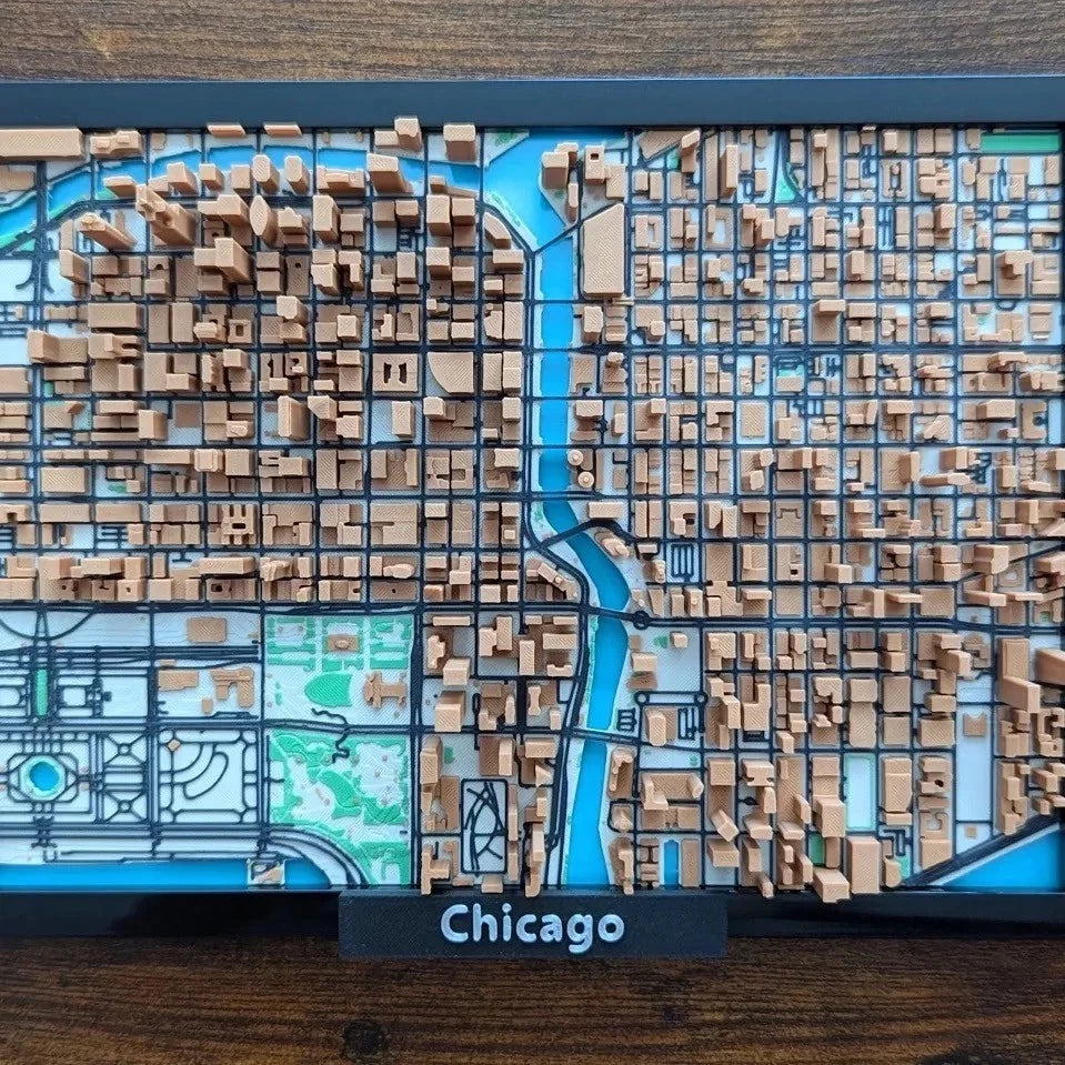 3D Printed Chicago Micro Miniature City Skyline 136*187MM Photo Frame Decor 07FC0E-D4 - KOEEK