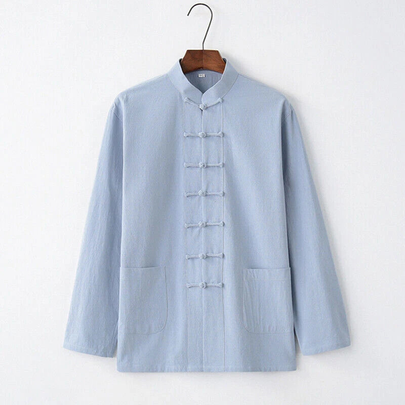 Men's Chinese Tang Coat Kung Fu Tai Chi Jacket Cotton Blends Traditional Uniform 07FC0E-D4 - KOEEK