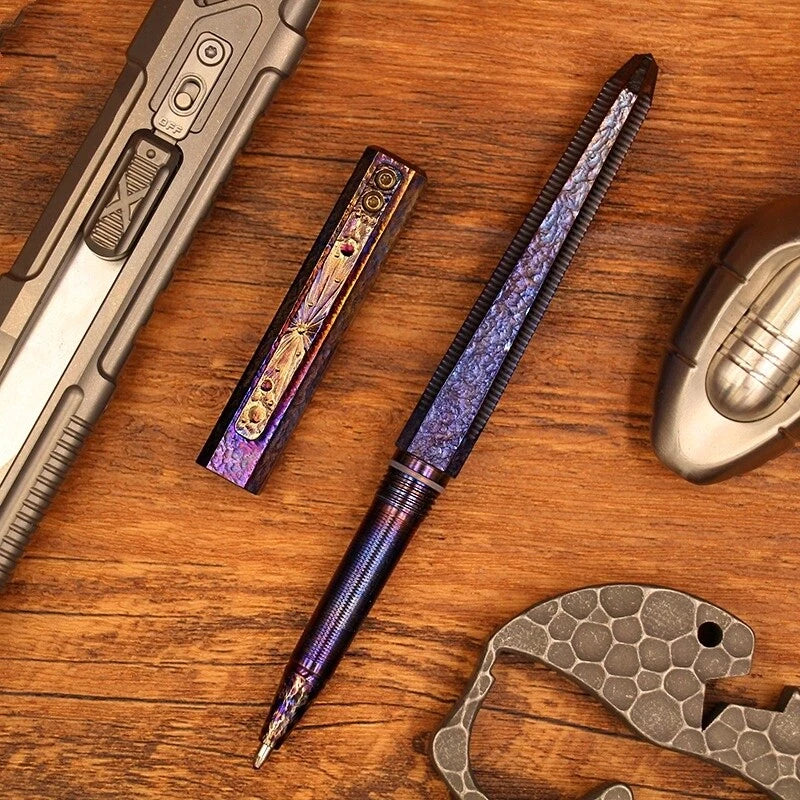 Handmade Titanium Ballpoint Pen EDC Signature Writing Pocket Pen Collectible 07FC0E-D4 - KOEEK