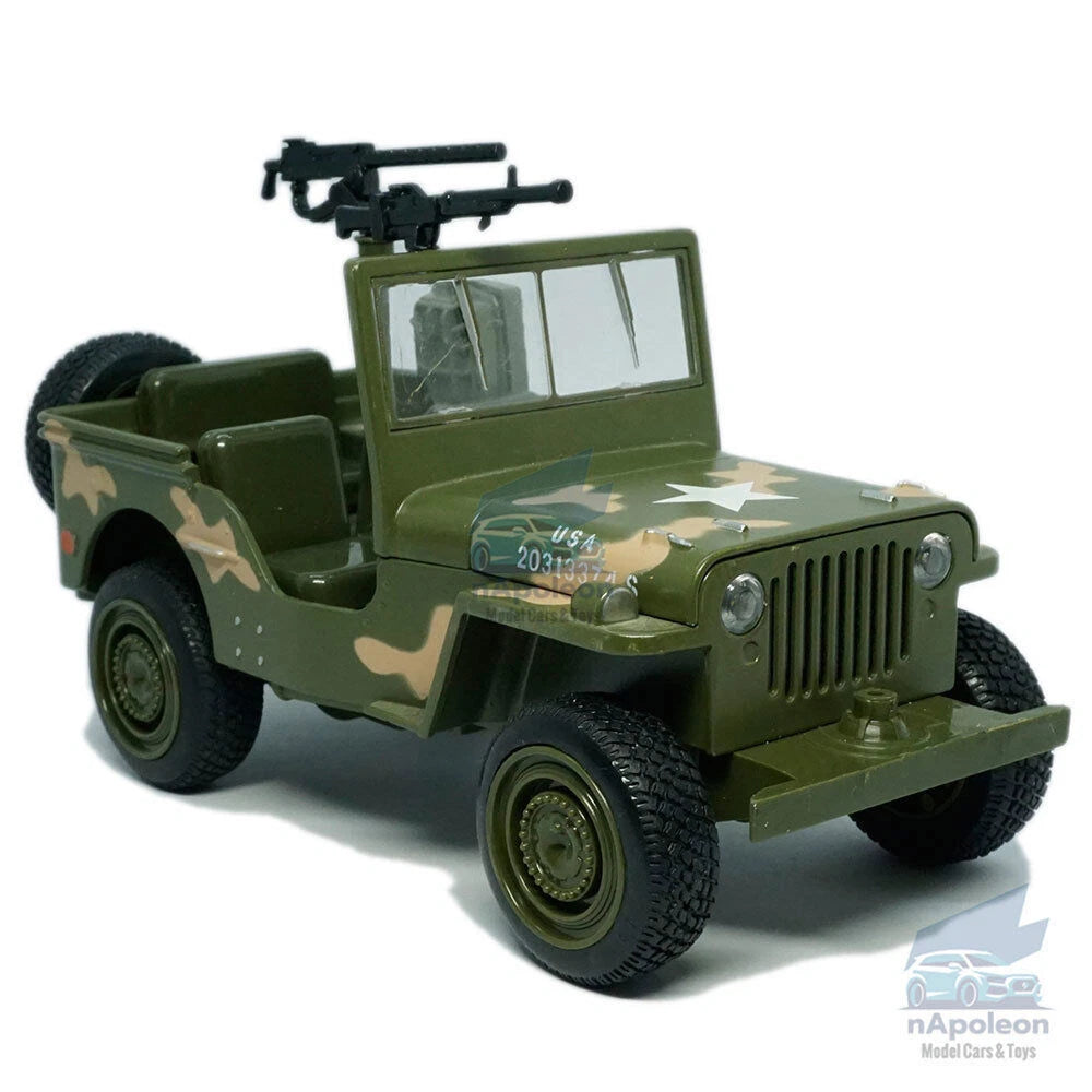 1:24 Jeep Willys MB WWII US Military Vehicle Model Car Diecast Toy Gift Kids 07FC0E-D4 - KOEEK