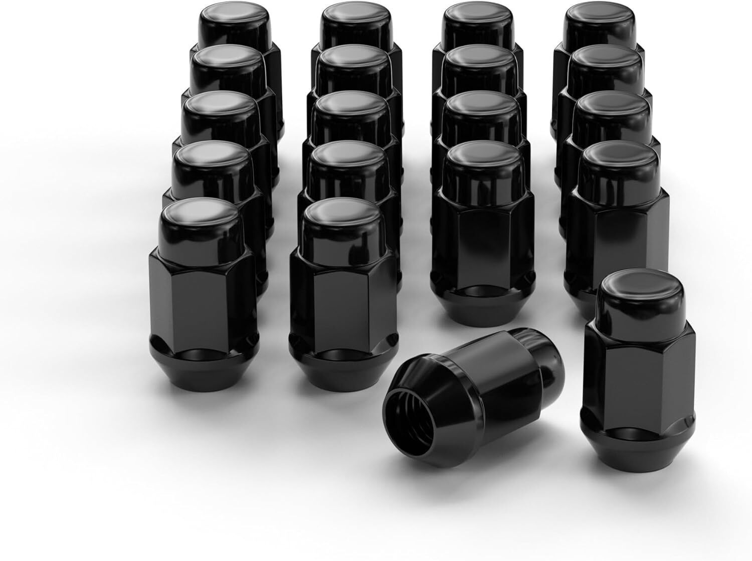new 20PCS 1.4 inch 12x1.5 Closed End Bulge Acorn Black Lug Nuts - inch, 07FC0E-D4 - KOEEK