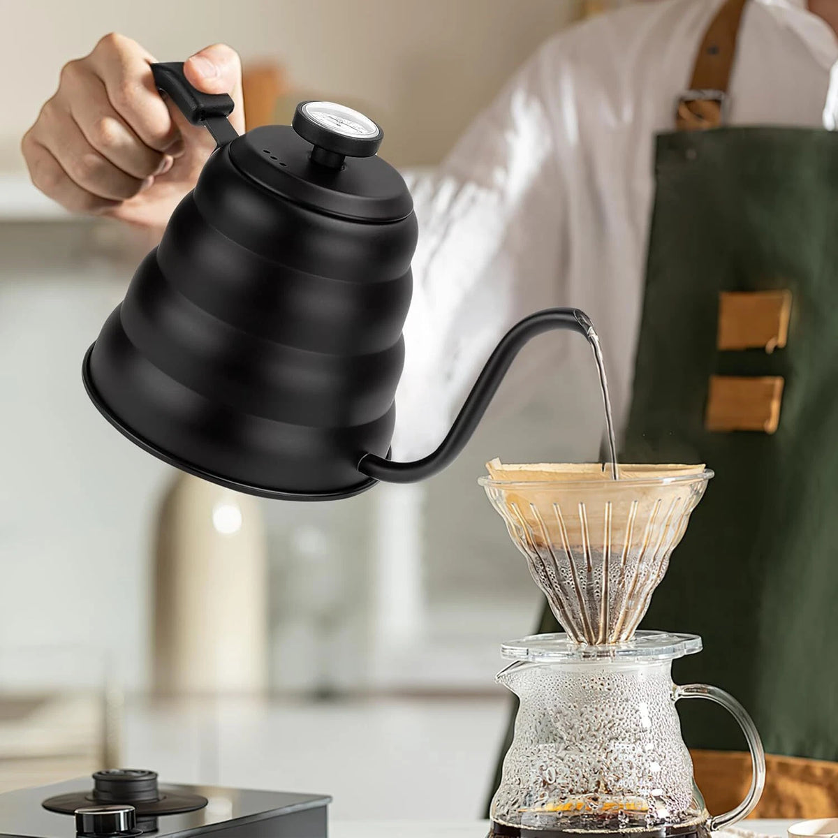 Tea Kettle with Thermometer Pot Black Stovetop Tea Kettle 40 oz 1200ml Gooseneck
