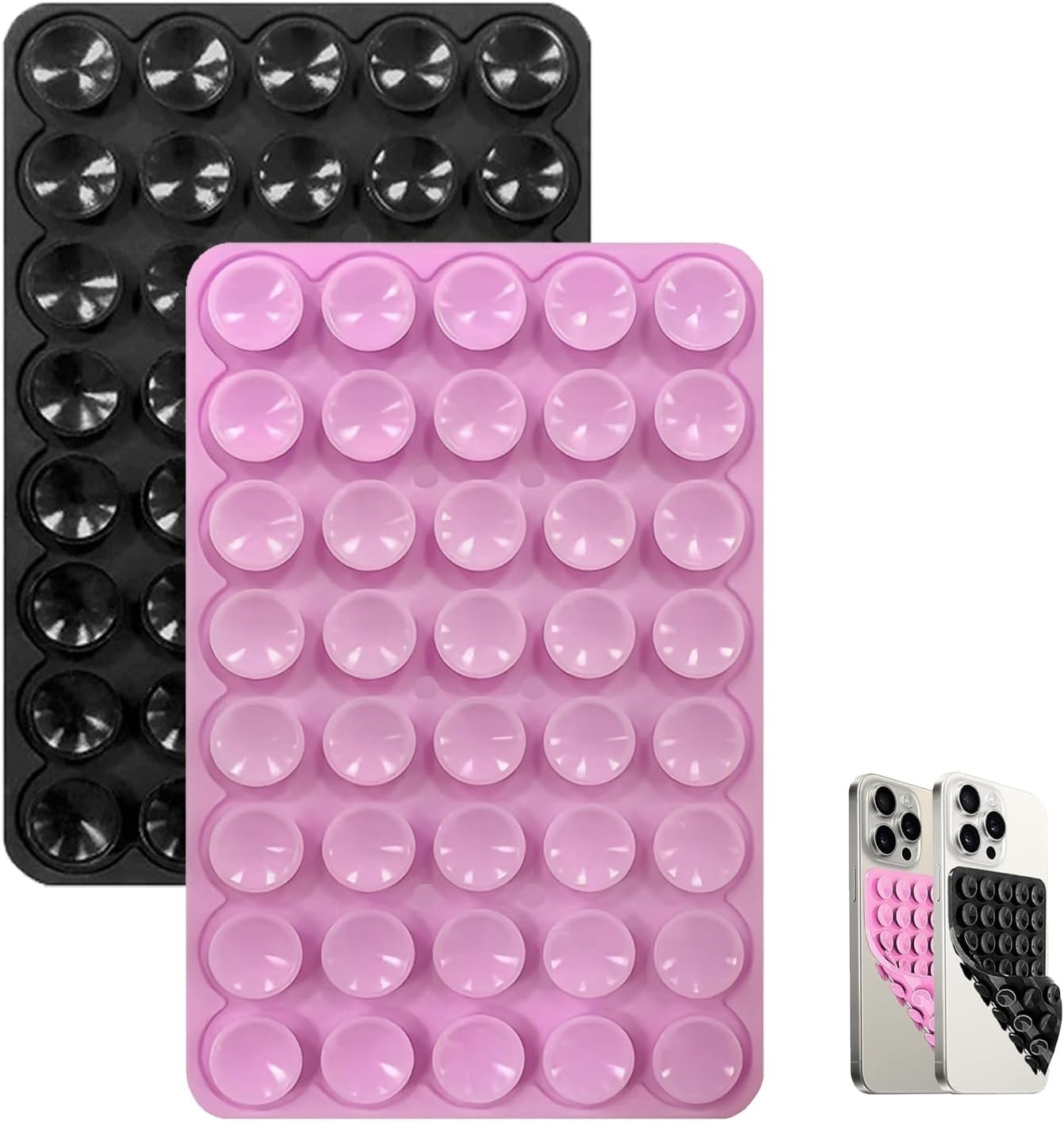 new 2-Pack Double-Sided Suction Phone Grip, Octo Cup Buddy Pink-black 07FC0E-D4 - KOEEK