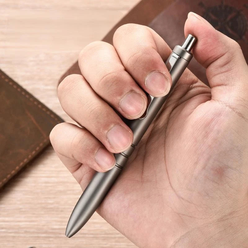 EDC Titanium Ballpoint Pen Signature Writing Pocket Pen Business Office Gift Hot 07FC0E-D4 - KOEEK