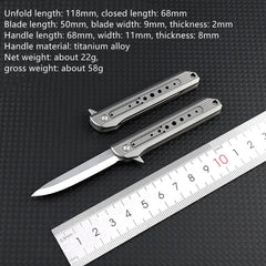 Titanium Alloy Pocket Folding Knife D2 Steel Blade Outdoor EDC Keychain Tool 07FC0E-D4 - KOEEK