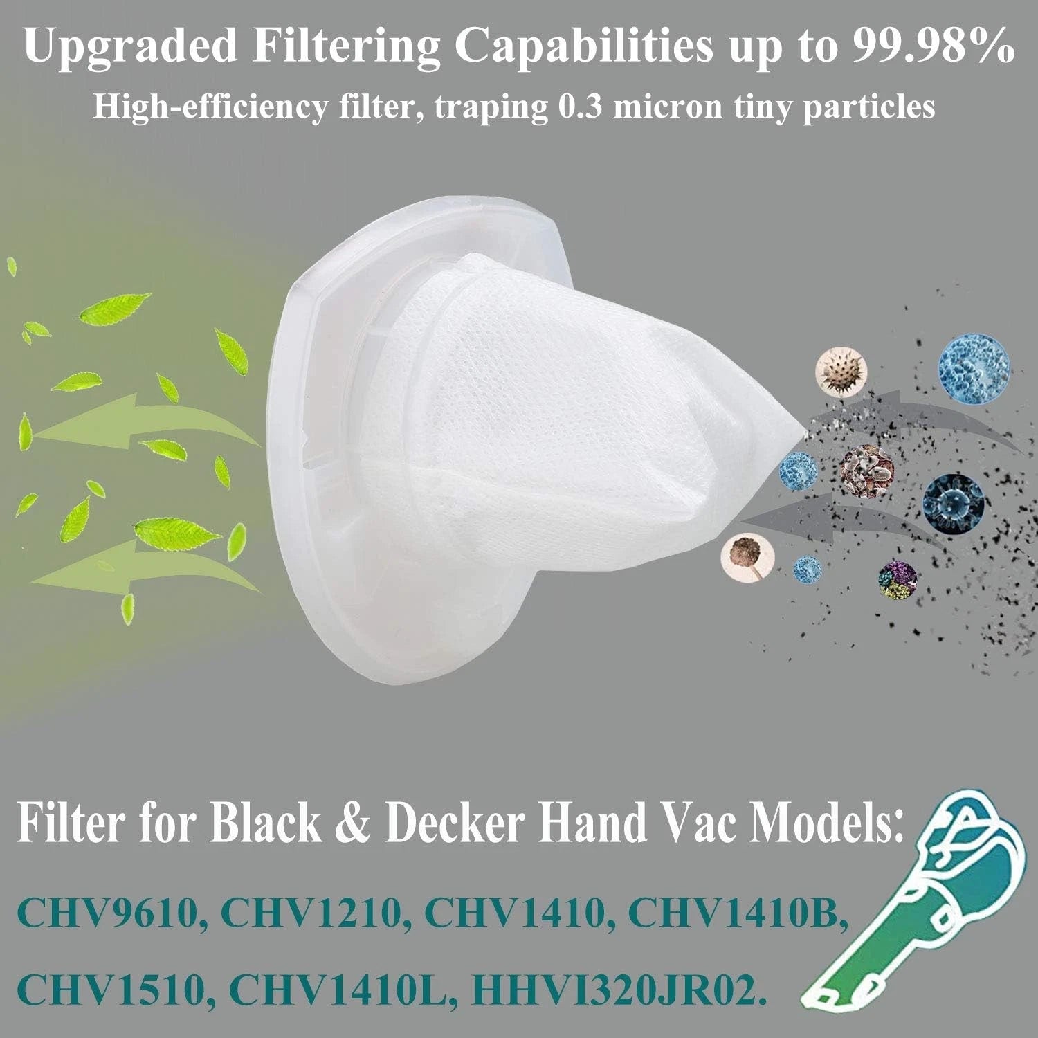 8-piece replacement filter cartridge, Black & Decker VF110 vacuum cleaner 07FC0E-D4 - KOEEK