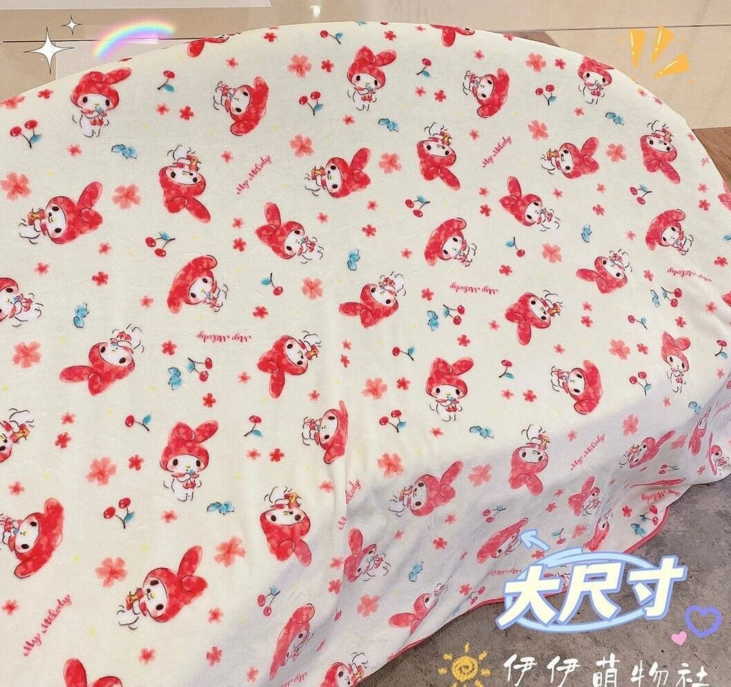 Cartoon My Melody Flannel Plush Blanket Throw Bedsheet Dormitory Bed Sofa Rug 07FC0E-D4 - KOEEK