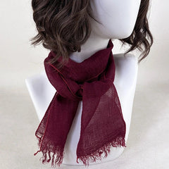 Unisex Narrow Slender Flax Linen Tassel Scarf Neckerchief Shawl Thin Bandana 07FC0E-D4 - KOEEK