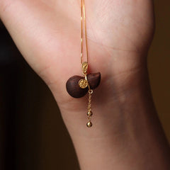 Chinese Style Wooden Gourd Pendant Necklace Simple Fashion Women 07FC0E-D4 - KOEEK