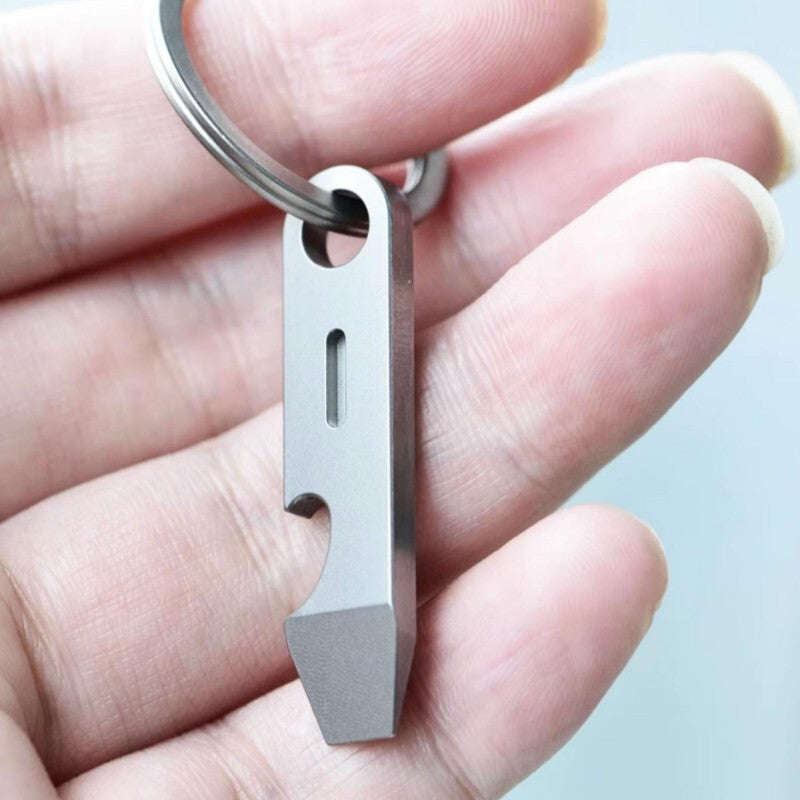 Titanium Keychain Pry Bar Crowbar Bottle Opener Ruler with Titanium Key Ring EDC 07FC0E-D4 - KOEEK
