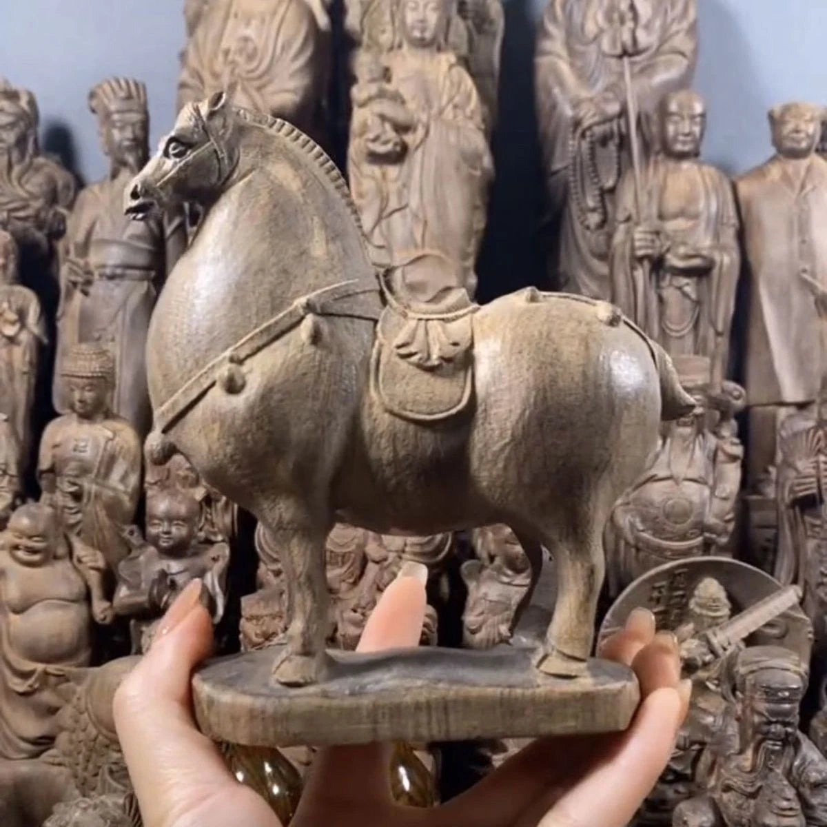 14cm Tang Horse Agarwood Wood Carving Figurine Feng Shui Office Decor 07FC0E-D4 - KOEEK