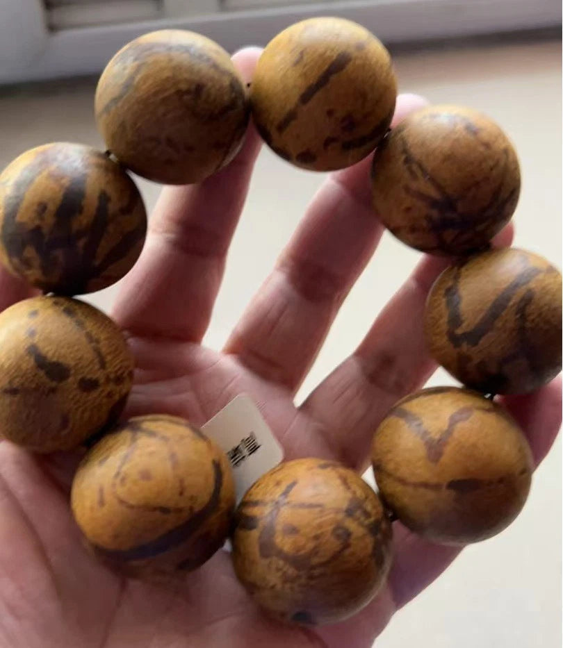 Nha Trang Agarwood 25mm Large Bead Bracelet Solid Wood Unisex 07FC0E-D4 - KOEEK