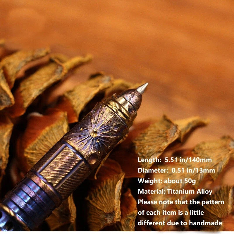 Titanium Alloy Ballpoint Pen EDC Handmade Keychain Pocket Signature Pen Gift 07FC0E-D4 - KOEEK