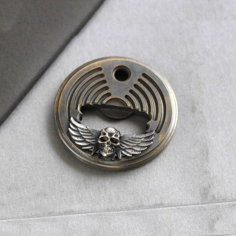 Portable Retro Brass Skull Bottle Opener Necklace Pendant Bead keychain EDC Tool 07FC0E-D4 - KOEEK