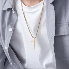 Mens Womens Stainless Steel Matte Cross Pendant w/ Necklace Chain 23.6" 07FC0E-D4 - KOEEK