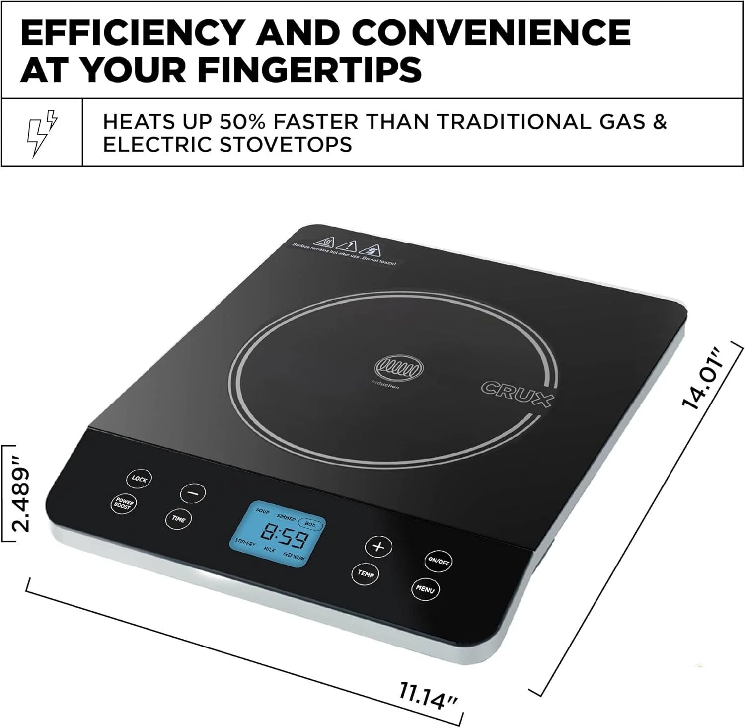 Portable Induction Cooktop, Programmable Single Burner, 1800 Watts, Black 07FC0E-D4 - KOEEK