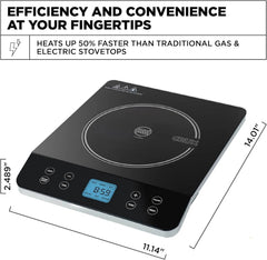 Portable Induction Cooktop, Programmable Single Burner, 1800 Watts, Black 07FC0E-D4 - KOEEK