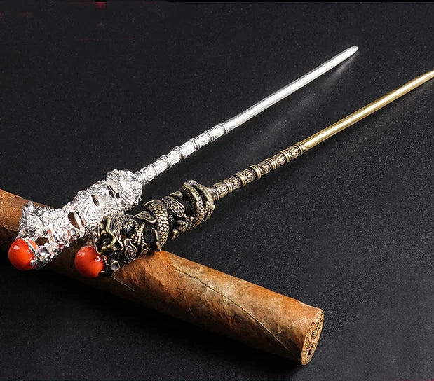 Copper Brass Dragon Cigar Needle Cigar Draw Enhancer Tool Women Hairpin Gift 07FC0E-D4 - KOEEK