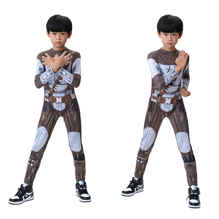 Star Wars The Mandalorian Kids Cosplay Costume Boy Jumpsuit Bodysuit Helmet 07FC0E-D4 - KOEEK