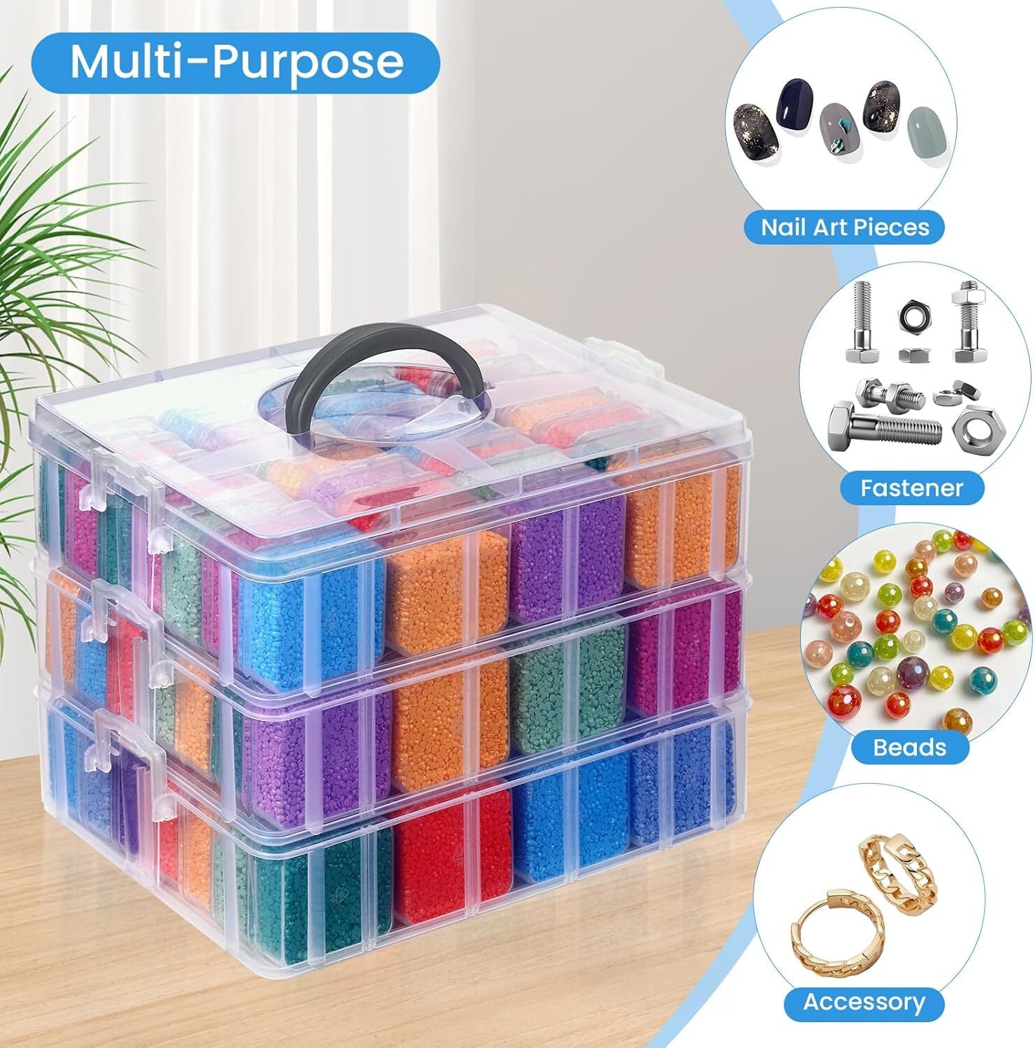 new Douorgan Bead Organizer Box, 84 Pcs Small Organizers, 3-Tier 3Tier