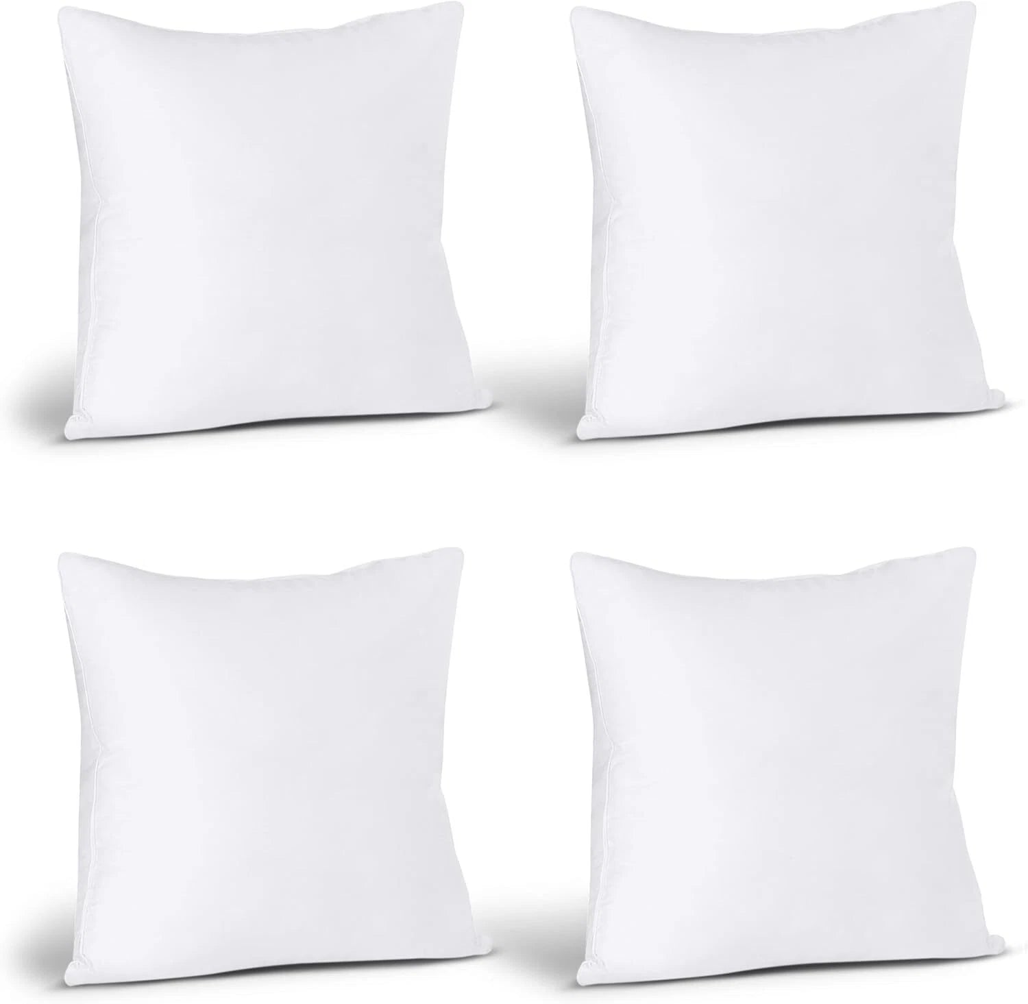 Throw Pillows (Set of 4, White), 18 x 18 Inches Pillows for Sofa, Bed and Couch 07FC0E-D4 - KOEEK