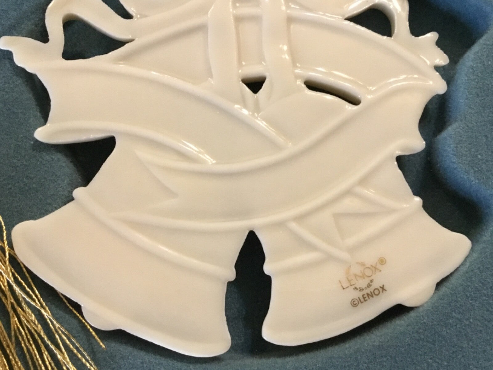 Lenox "Our First Christmas 1996" Holly on Wedding Bells, Bow & Ribbon Ornament LENOX - KOEEK