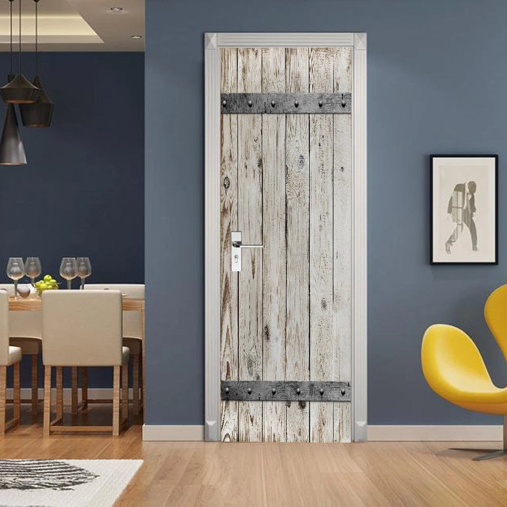 3D Simulation Wooden Door Self Adhesive Bedroom Door Murals Decals Wall Sticker 07FC0E-D4 - KOEEK
