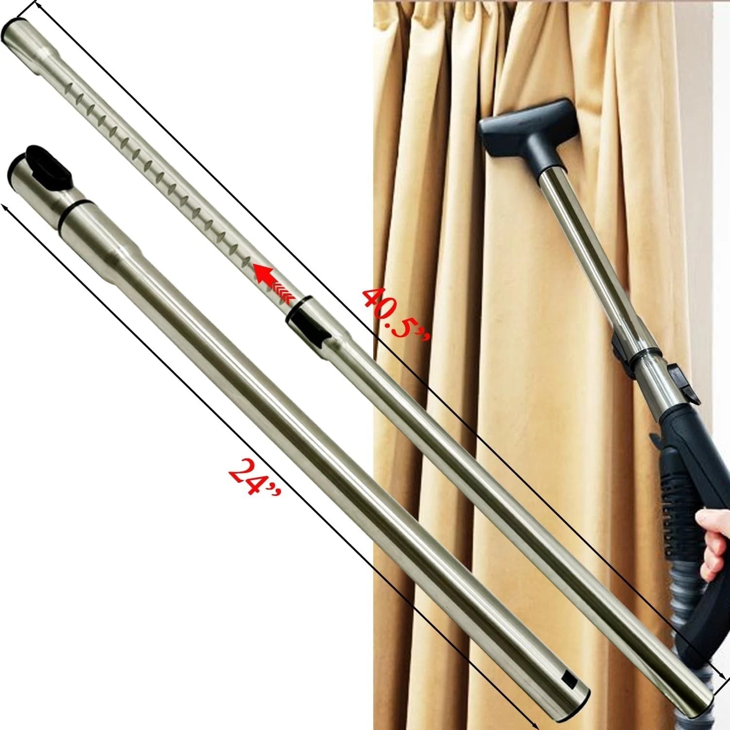 1-3/8 inch stainless steel vacuum extension tube, extendable up to 41.7 inches. 07FC0E-D4 - KOEEK