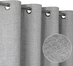 Total Blackout Bedroom Window Curtains Linen Textured Blackout, 2 Panels，Grey 07FC0E-D4 - KOEEK