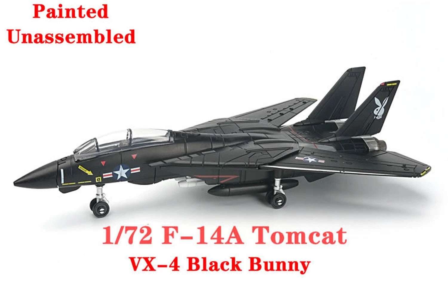 1/72 US F-14A Tomcat VX-4 Black Bunny F-14 Fighter Plastic Painted Unassembled 07FC0E-D4 - KOEEK