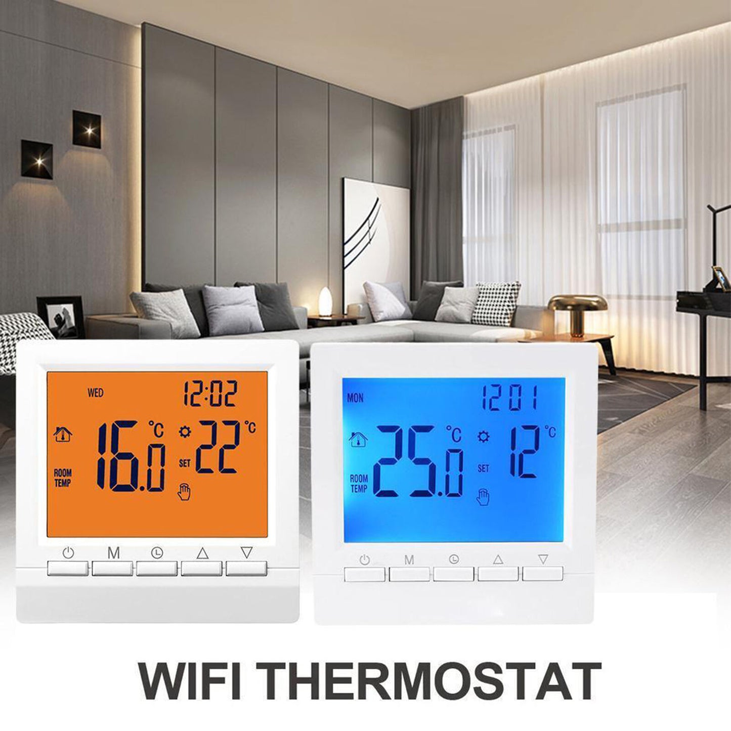 new Thermostat For House Wall-Mounted Smart LCD Screen Battery Powered Thermostat koeek - KOEEK