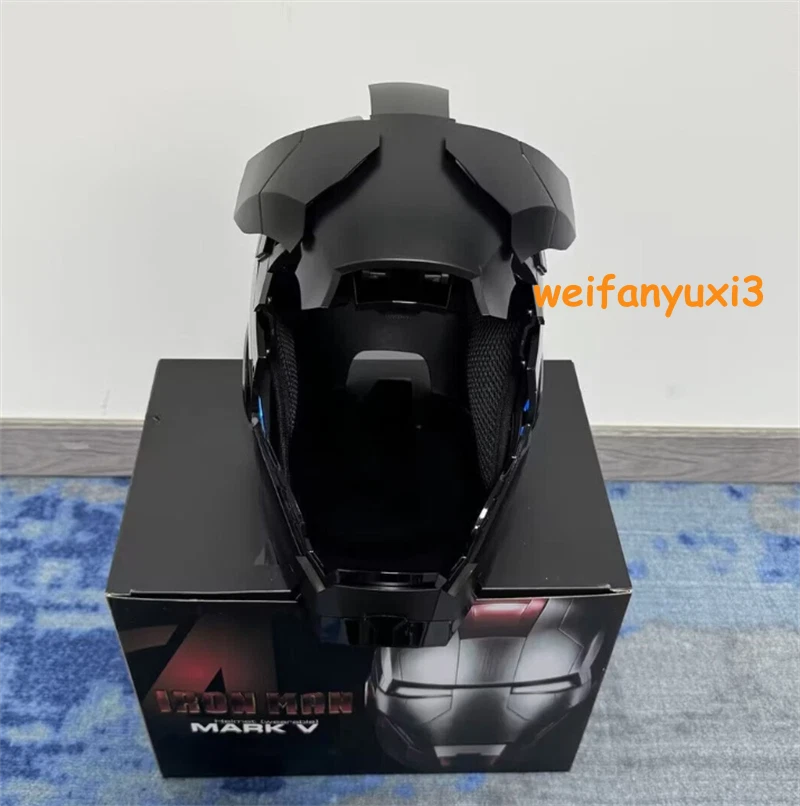 Iron Man Full Black Helmet MK5 1/1 Electronic Voice-controlled Mask Cosplay Prop 07FC0E-D4 - KOEEK