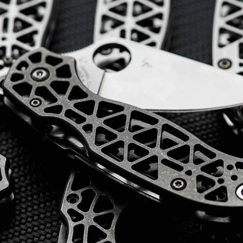 Titanium alloy Hollow Version Handle scales for Spyderco C223FRN Para3 Knives 07FC0E-D4 - KOEEK