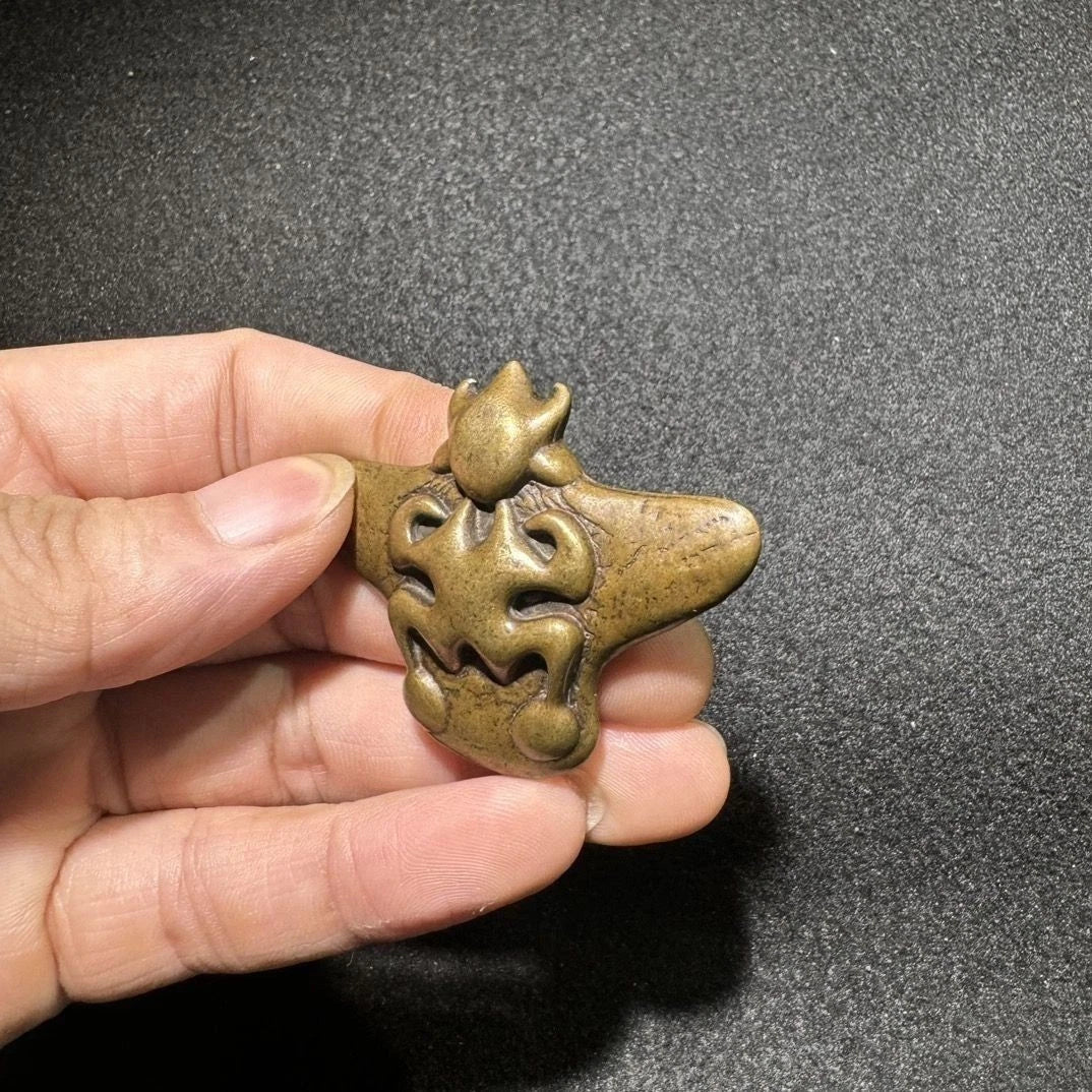 Tibetan Brass Garuda Gold Wing Pendant Amulet Toujia Guardian Bird Necklace 07FC0E-D4 - KOEEK
