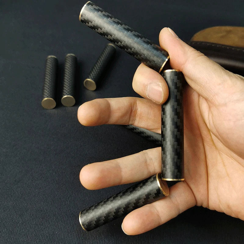 Hot Carbon Fiber + Brass 3 Section Fingert Spinner Top Adult Toy Magnetic Metal 07FC0E-D4 - KOEEK
