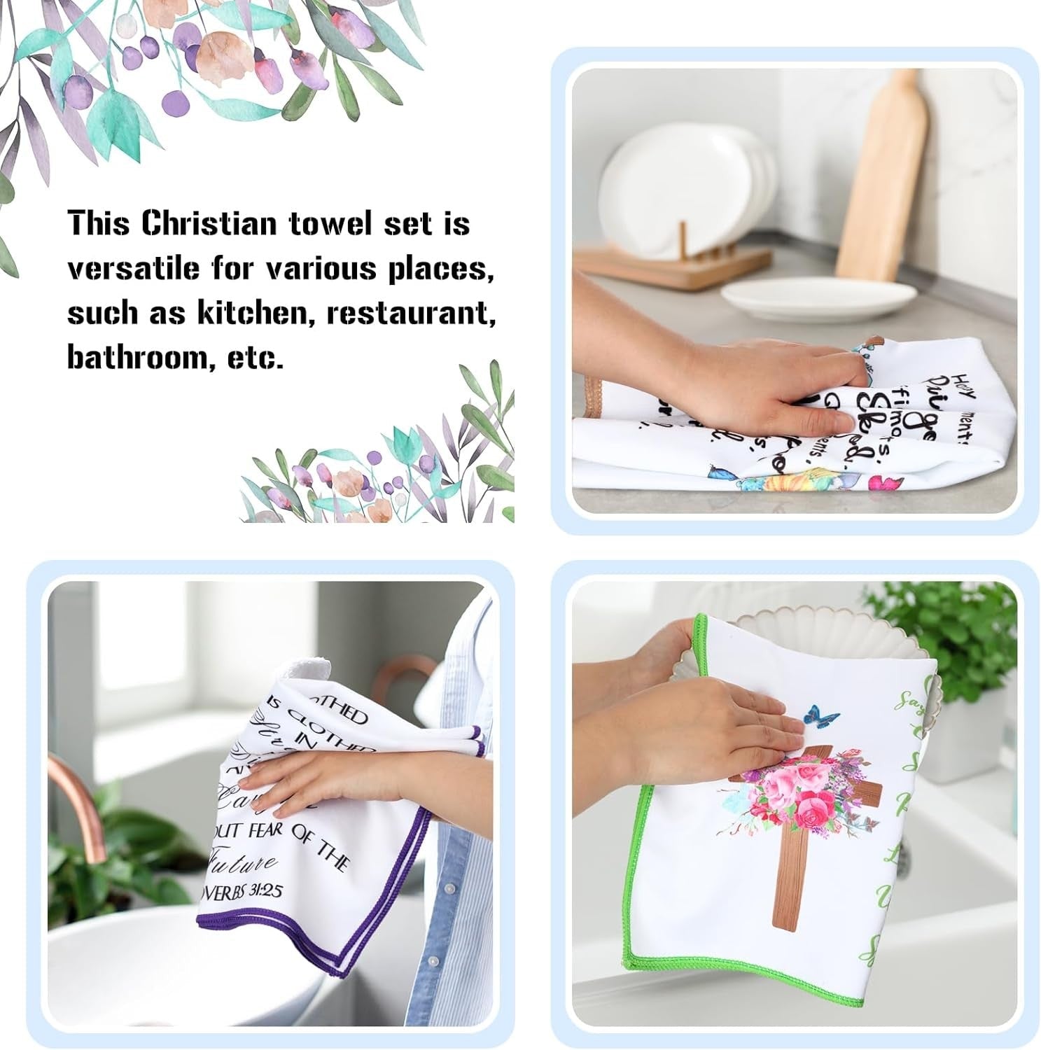 new Rtteri 4 Pcs Religious Dish Towels 16.5 x 23.5 inches, Elegant Style RTTERI - KOEEK