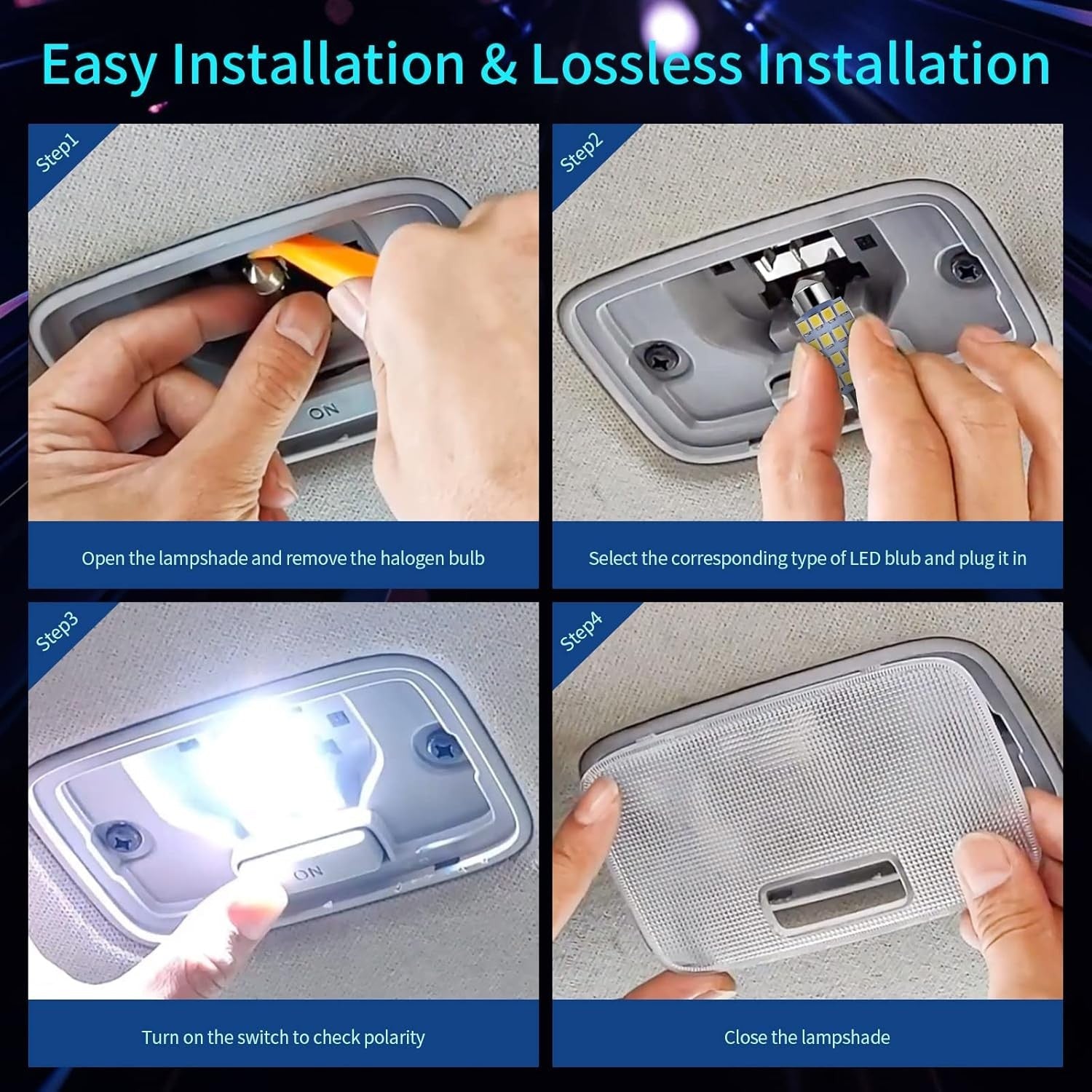 new 42 Pieces Interior Car Lights, Super Bright White Dome Map Tail Cab Lights... 07FC0E-D4 - KOEEK