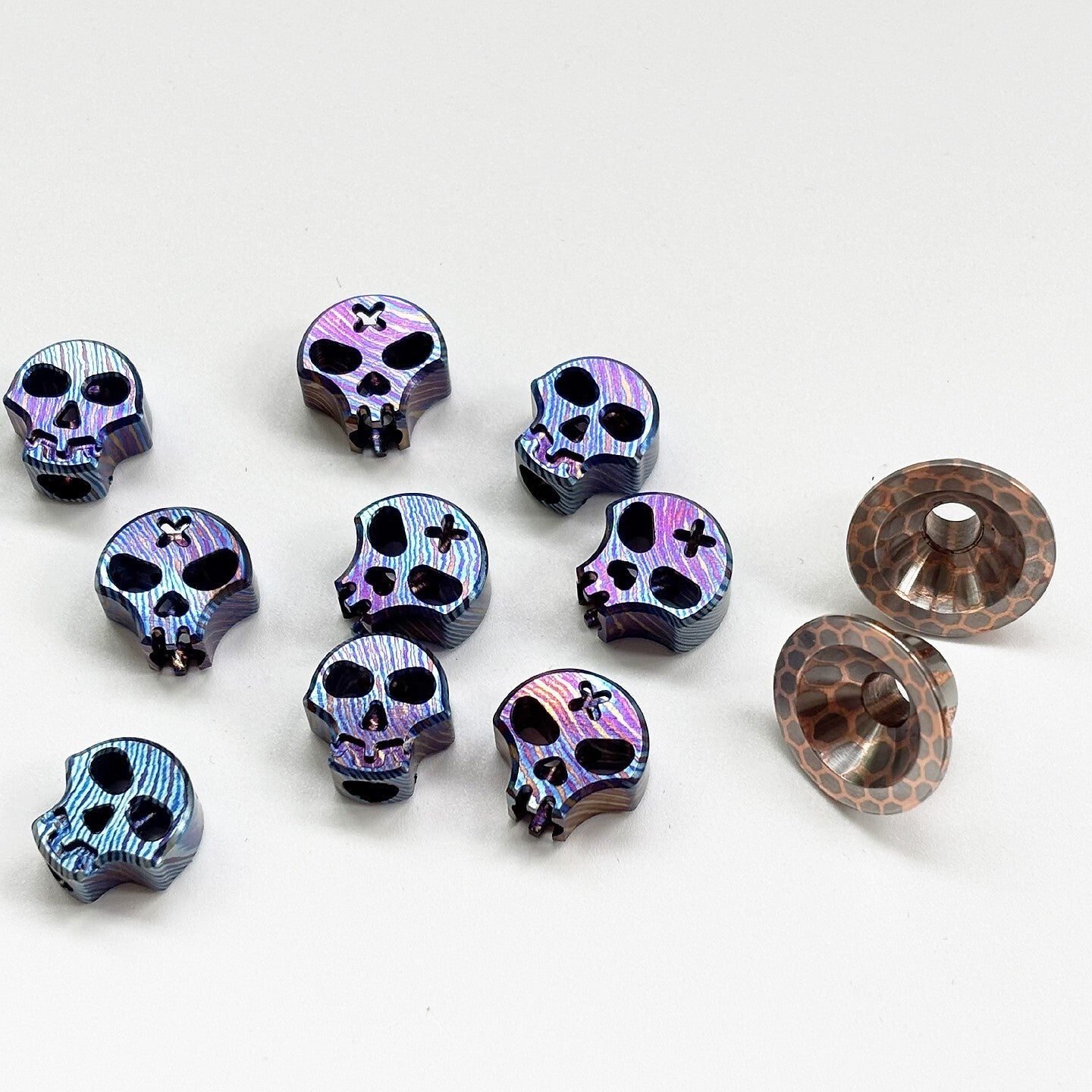 EDC Damascuse Titanium Knife Lanyard Bead Pendant Parachute Cord DIY Keychain 07FC0E-D4 - KOEEK