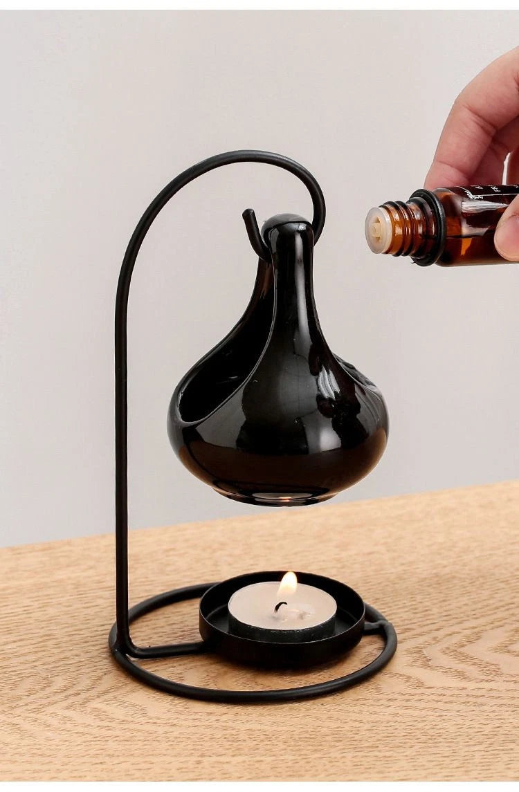 Black Hanging Aromatherapy Burner Candle Wax Warmer Lamp Home Indoor Decor 07FC0E-D4 - KOEEK