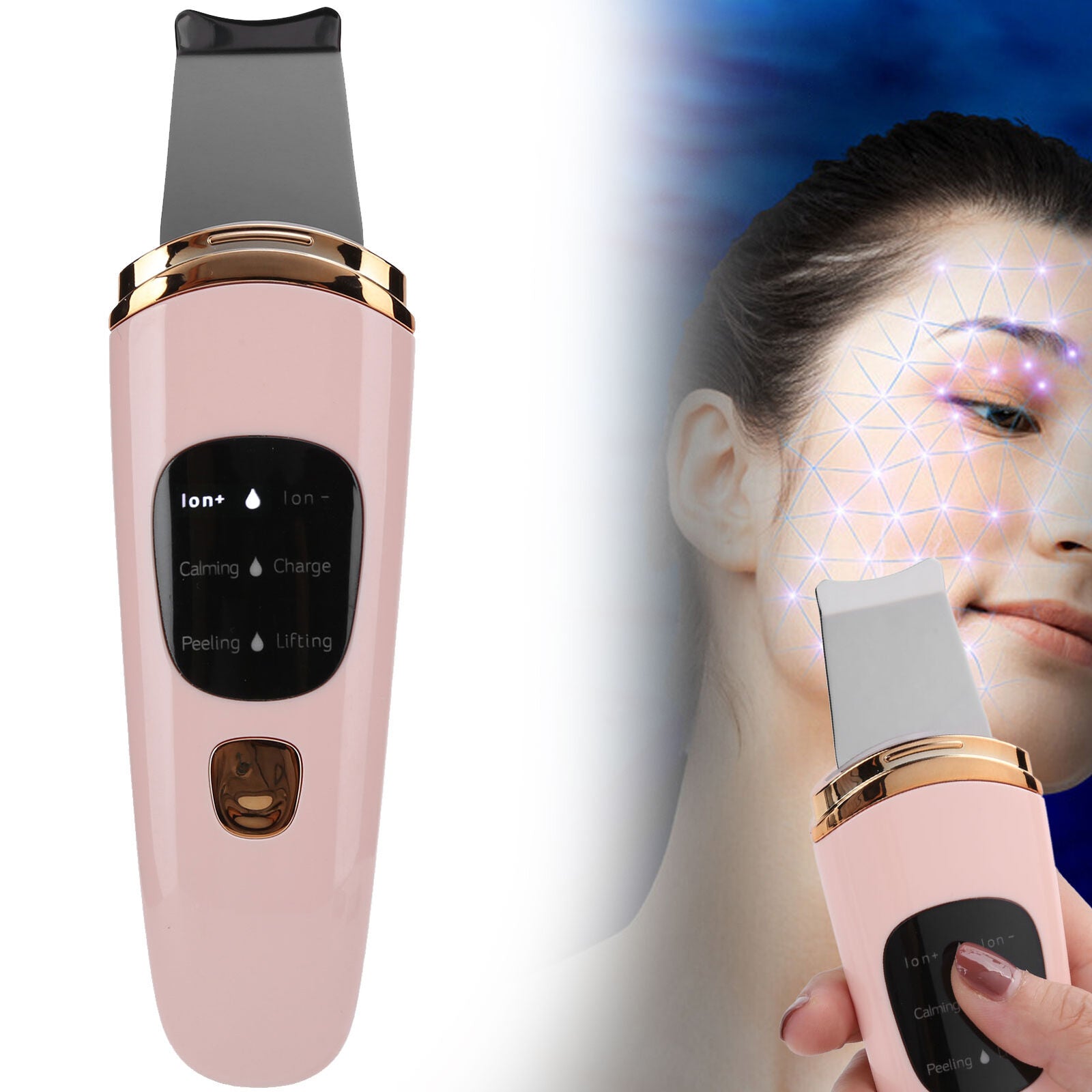 new Ultrasonic ScLCD Blackhead Removal Face ScLifting Machine(Pink ) HGF koeek - KOEEK