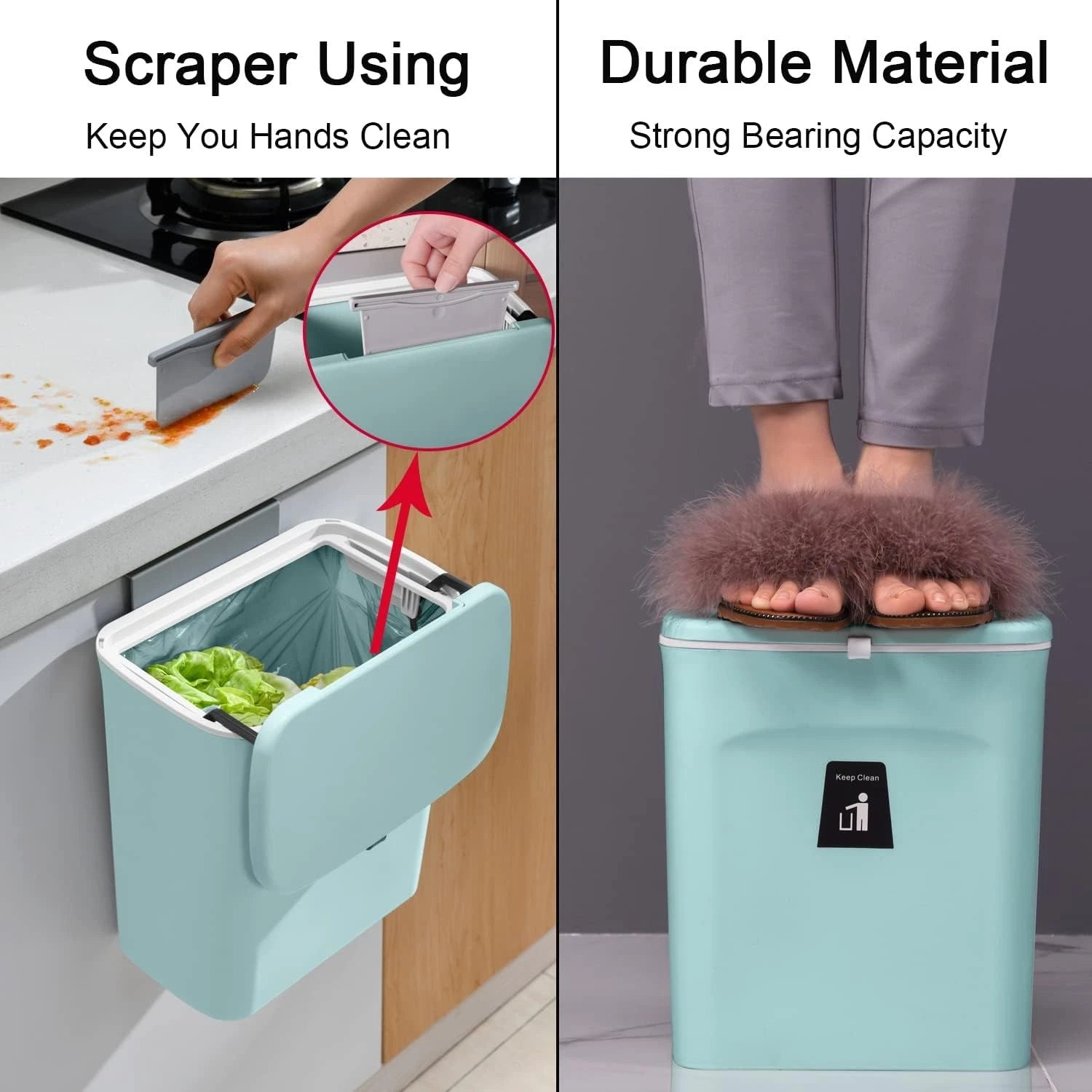 2.4 gallon kitchen compost bin, suitable for countertop or under sink 07FC0E-D4 - KOEEK